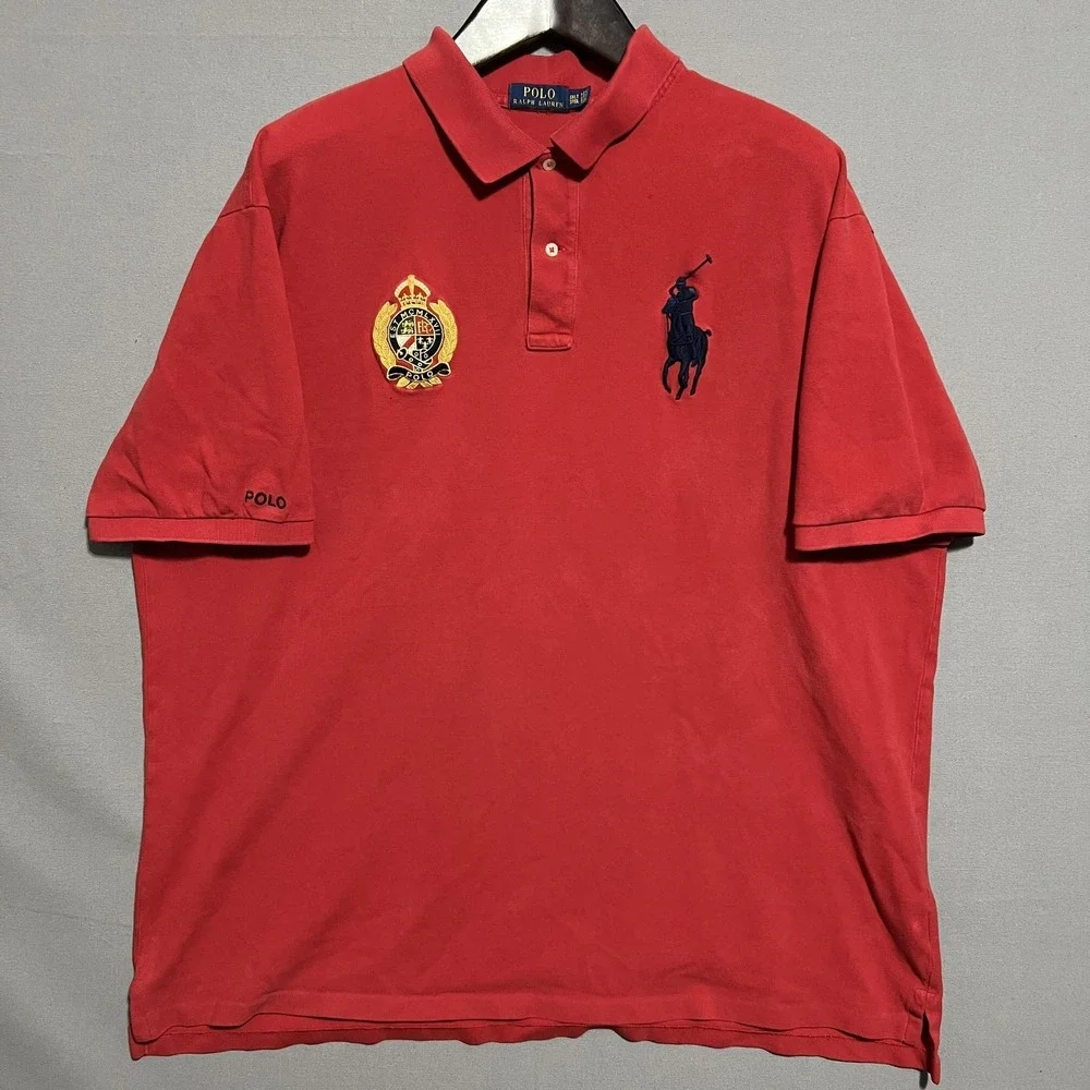 Polo Ralph Lauren Polo Shirt Mens 3XLT Red Big Pony Crest Embroidered Logo